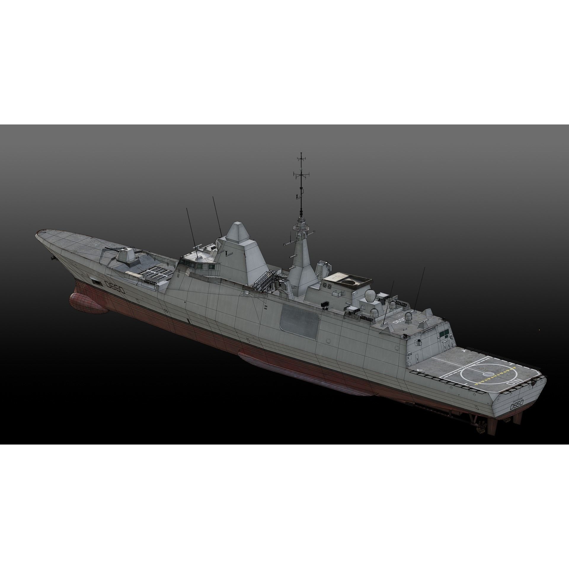 FREMM Class Frigate FS Aquitaine - Low-Poly Game-Ready 3D Model - View 15