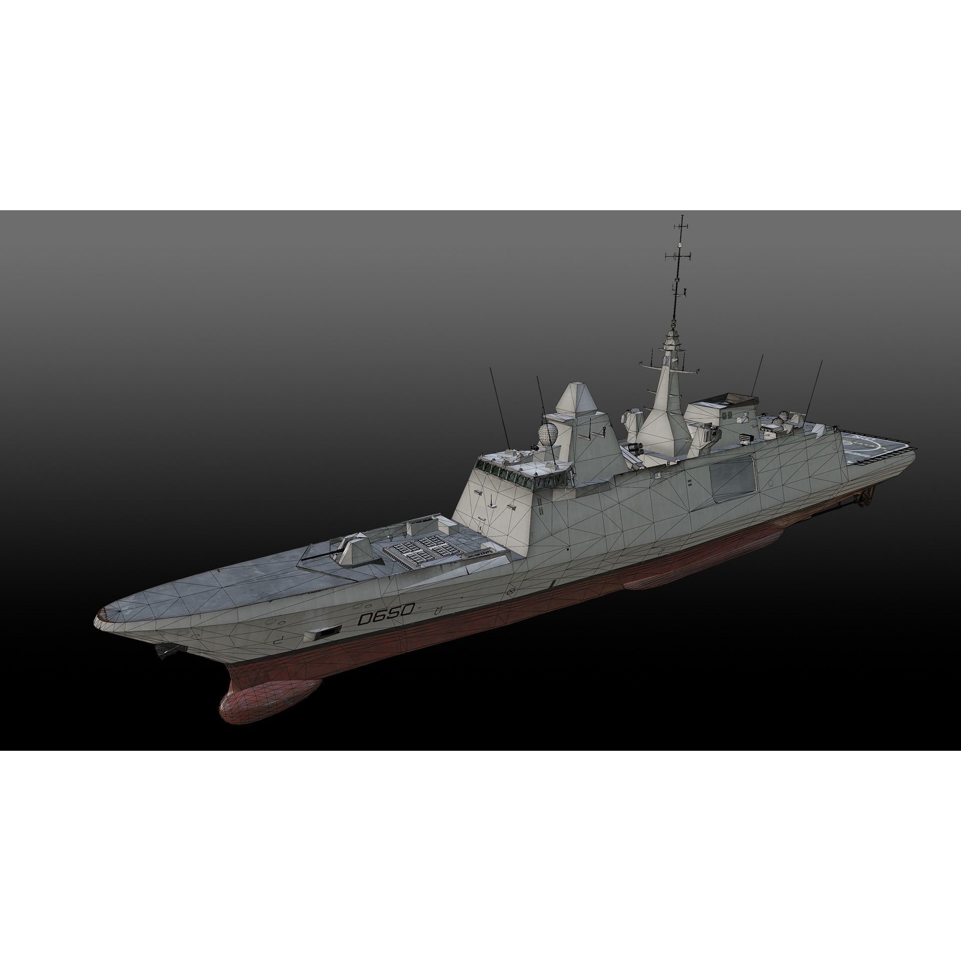 FREMM Class Frigate FS Aquitaine - Low-Poly Game-Ready 3D Model - View 16