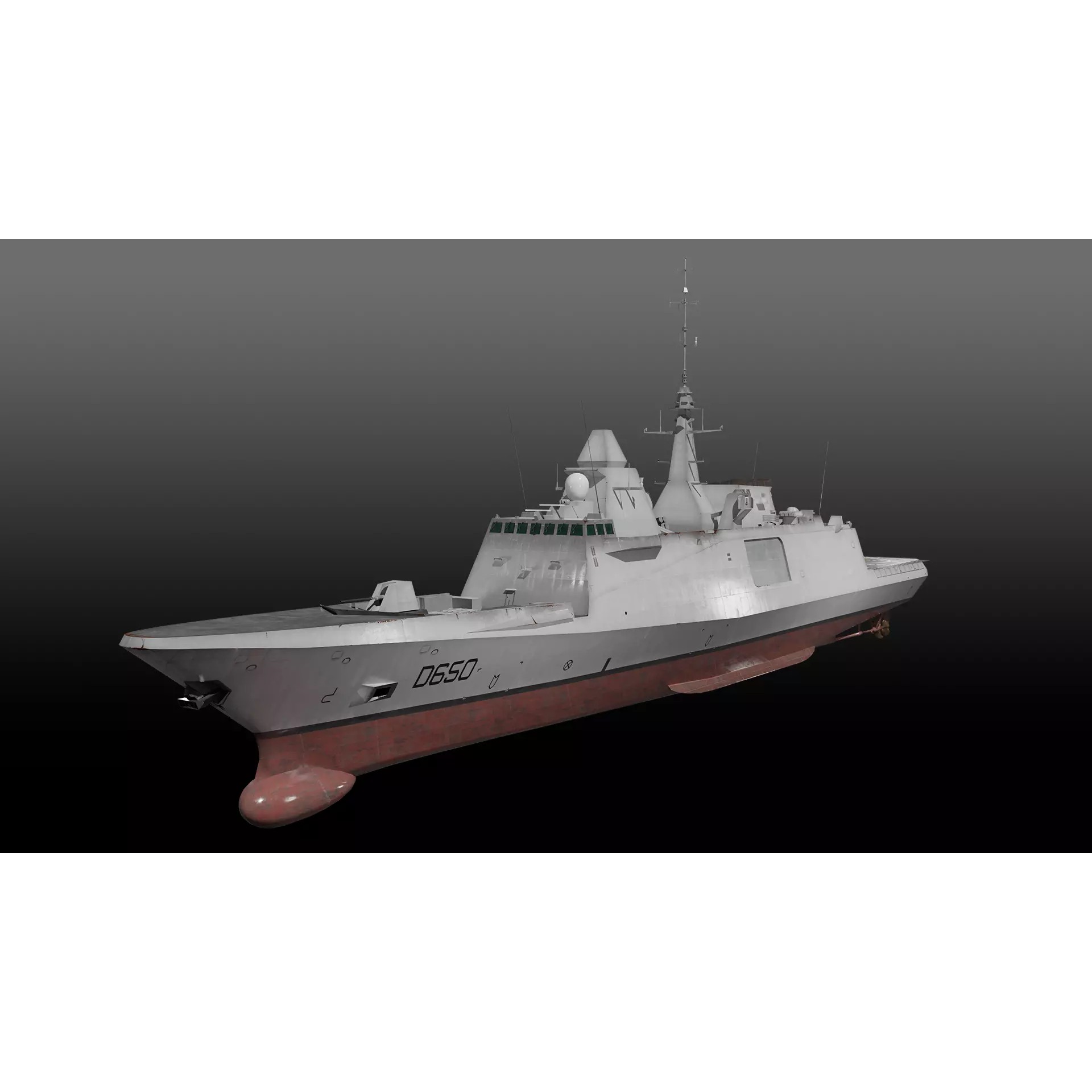 FREMM Class Frigate FS Aquitaine - Low-Poly Game-Ready 3D Model - View 2