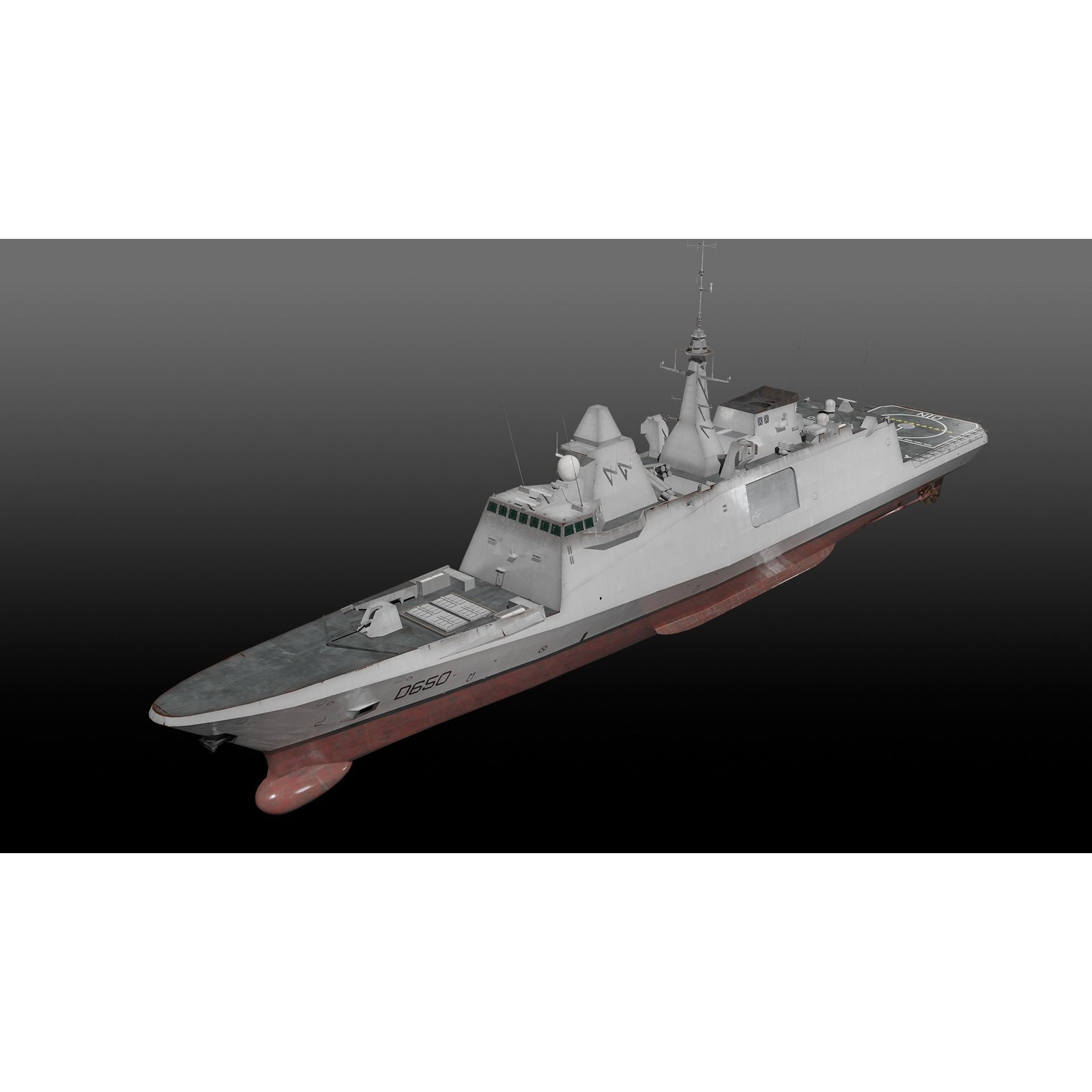 FREMM Class Frigate FS Aquitaine - Low-Poly Game-Ready 3D Model - View 3