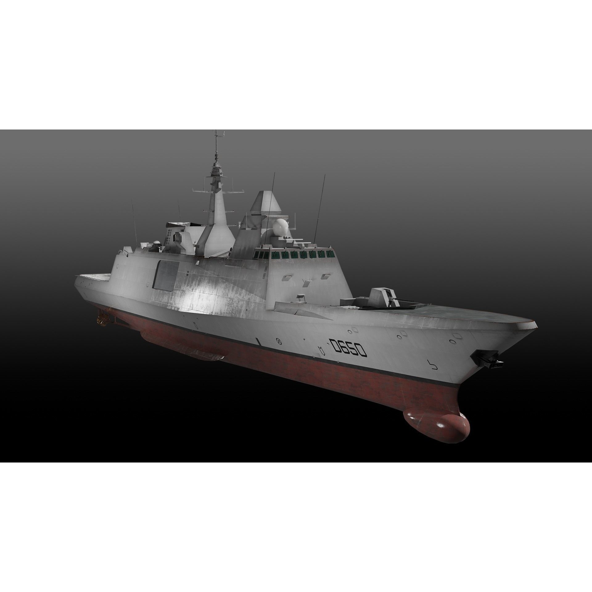 FREMM Class Frigate FS Aquitaine - Low-Poly Game-Ready 3D Model - View 4