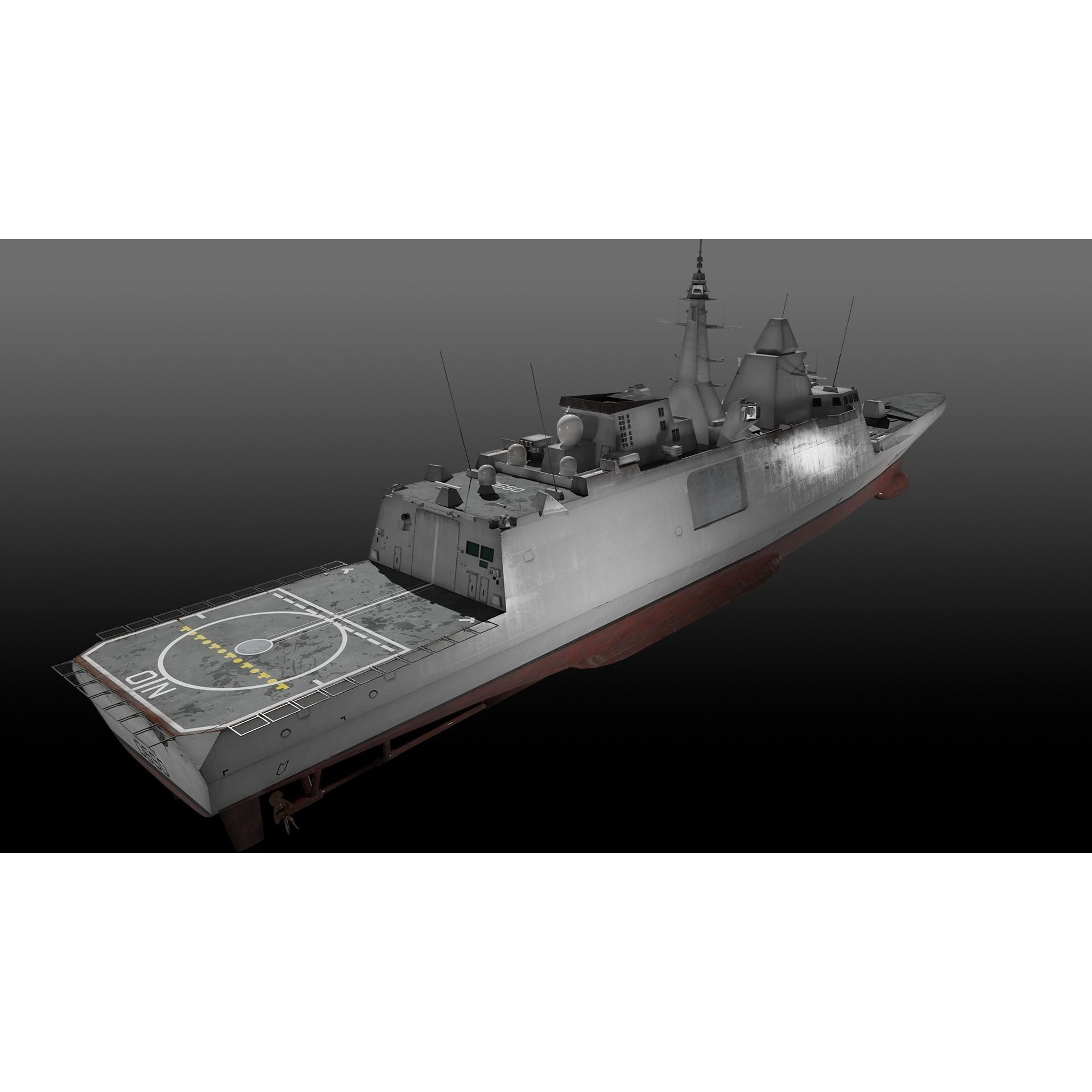 FREMM Class Frigate FS Aquitaine - Low-Poly Game-Ready 3D Model - View 6