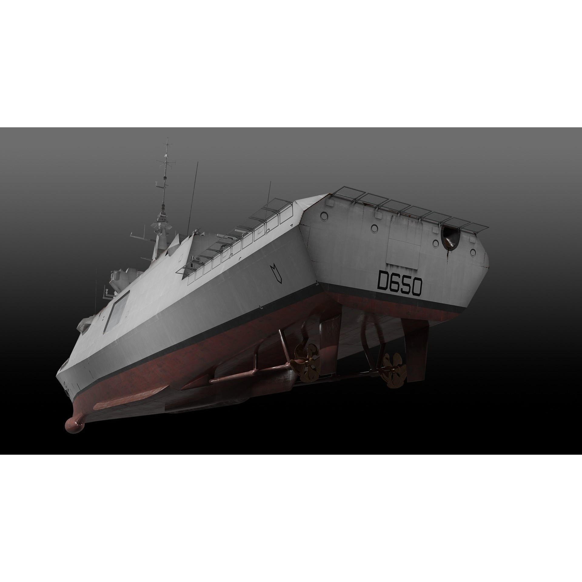 FREMM Class Frigate FS Aquitaine - Low-Poly Game-Ready 3D Model - View 7