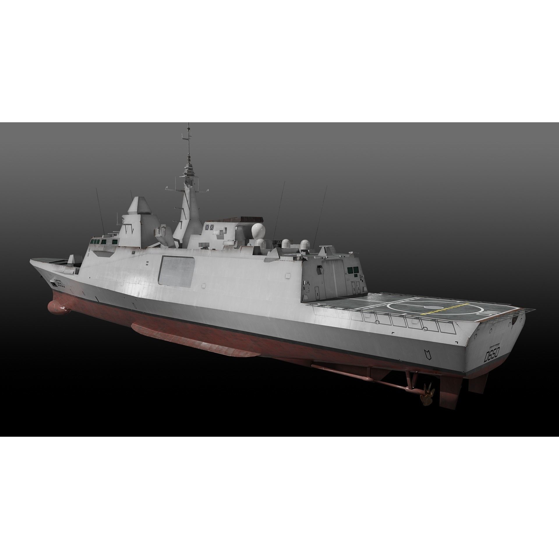 FREMM Class Frigate FS Aquitaine - Low-Poly Game-Ready 3D Model - View 8