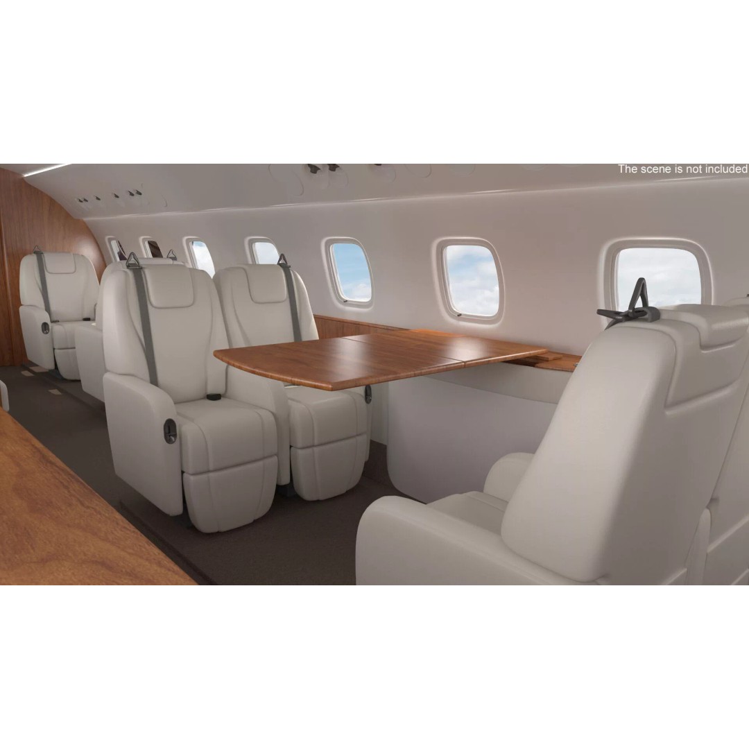 Private Jet Aircraft 650E 3D Model – Luxury Rigged Interior, FBX/OBJ - View 10