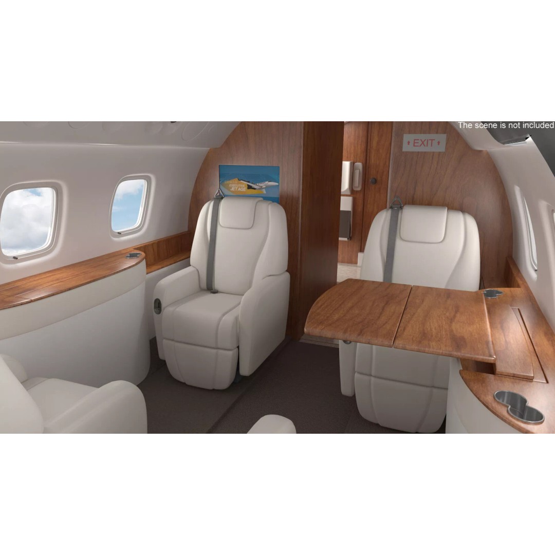Private Jet Aircraft 650E 3D Model – Luxury Rigged Interior, FBX/OBJ - View 11