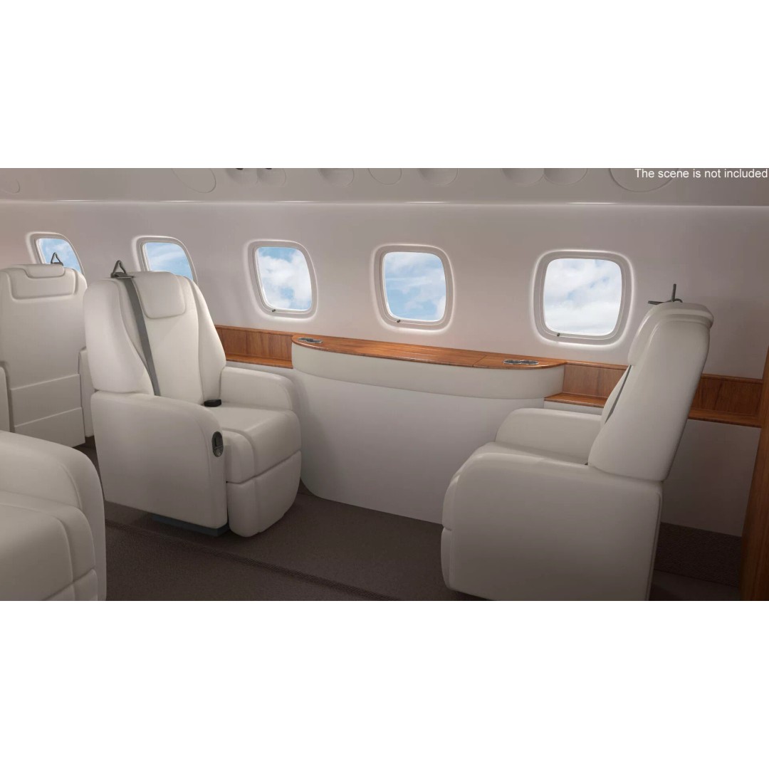 Private Jet Aircraft 650E 3D Model – Luxury Rigged Interior, FBX/OBJ - View 12