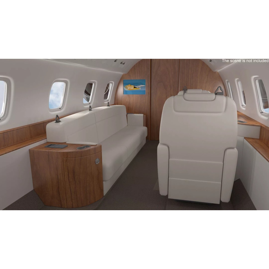 Private Jet Aircraft 650E 3D Model – Luxury Rigged Interior, FBX/OBJ - View 13