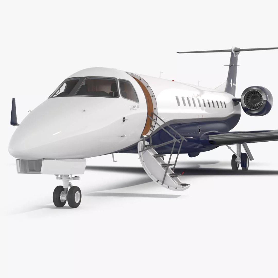 Private Jet Aircraft 650E 3D Model – Luxury Rigged Interior, FBX/OBJ - View 2