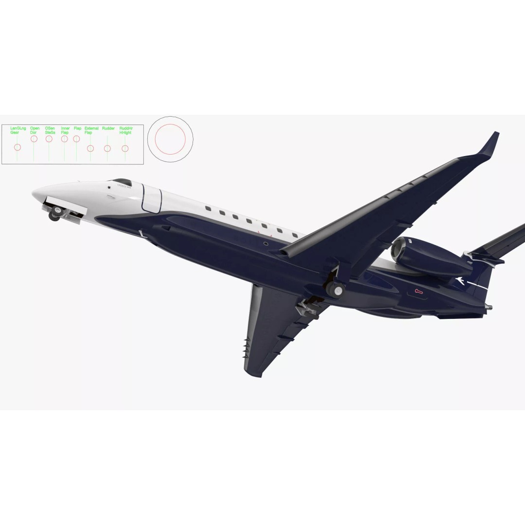 Private Jet Aircraft 650E 3D Model – Luxury Rigged Interior, FBX/OBJ - View 25