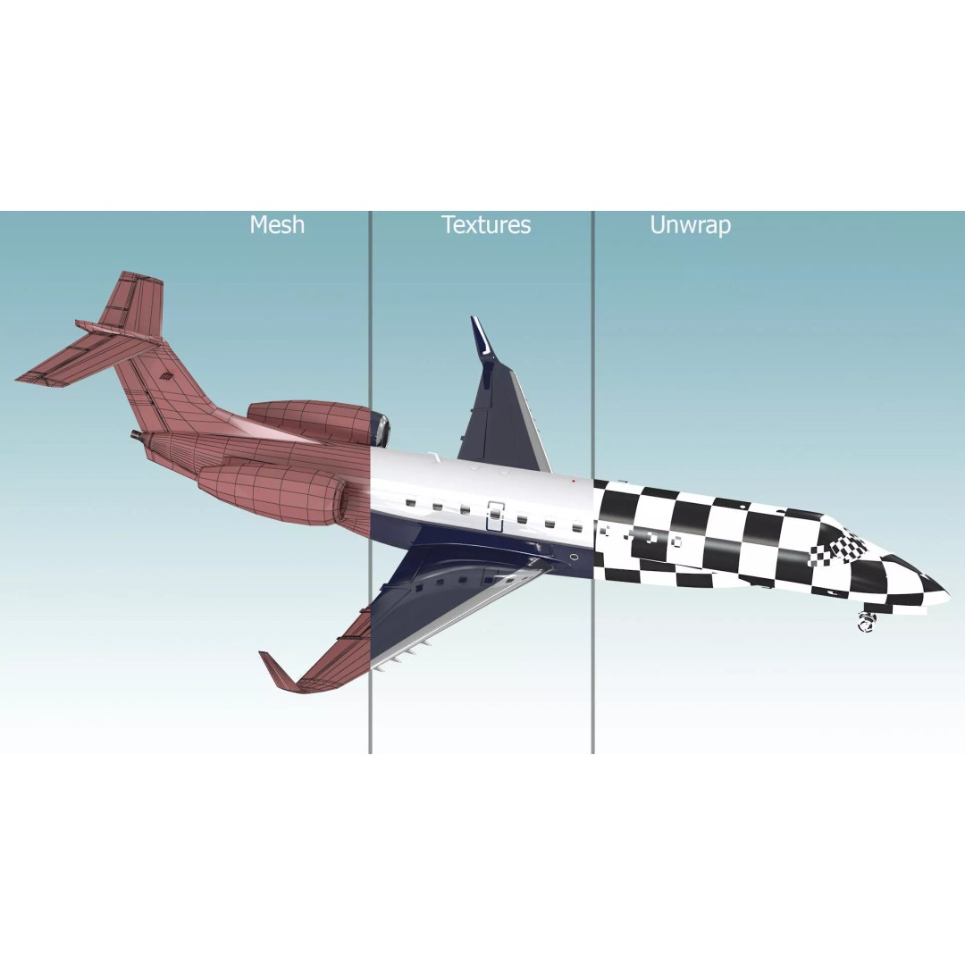 Private Jet Aircraft 650E 3D Model – Luxury Rigged Interior, FBX/OBJ - View 26