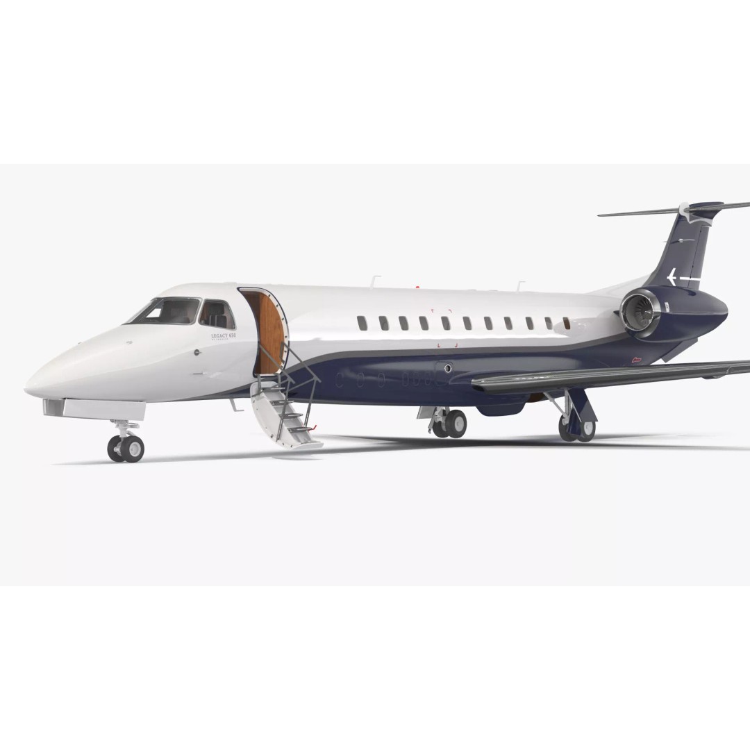Private Jet Aircraft 650E 3D Model – Luxury Rigged Interior, FBX/OBJ - View 3