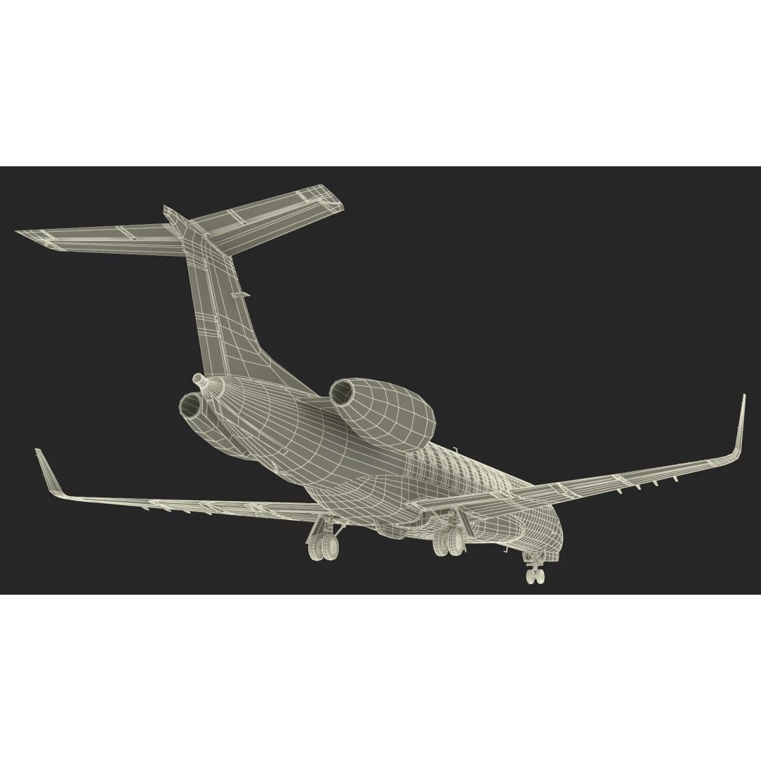 Private Jet Aircraft 650E 3D Model – Luxury Rigged Interior, FBX/OBJ - View 32