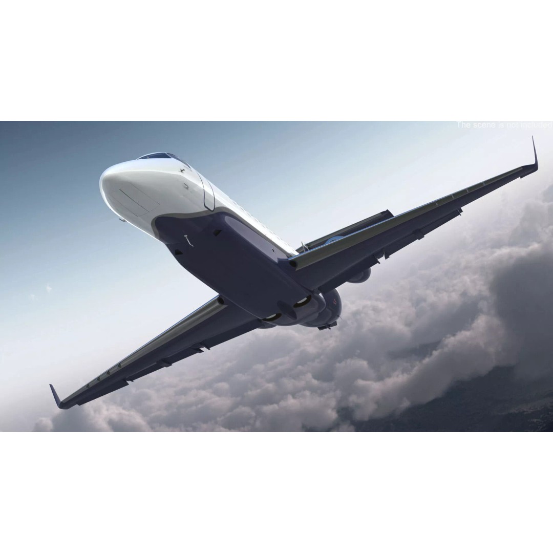 Private Jet Aircraft 650E 3D Model – Luxury Rigged Interior, FBX/OBJ - View 4