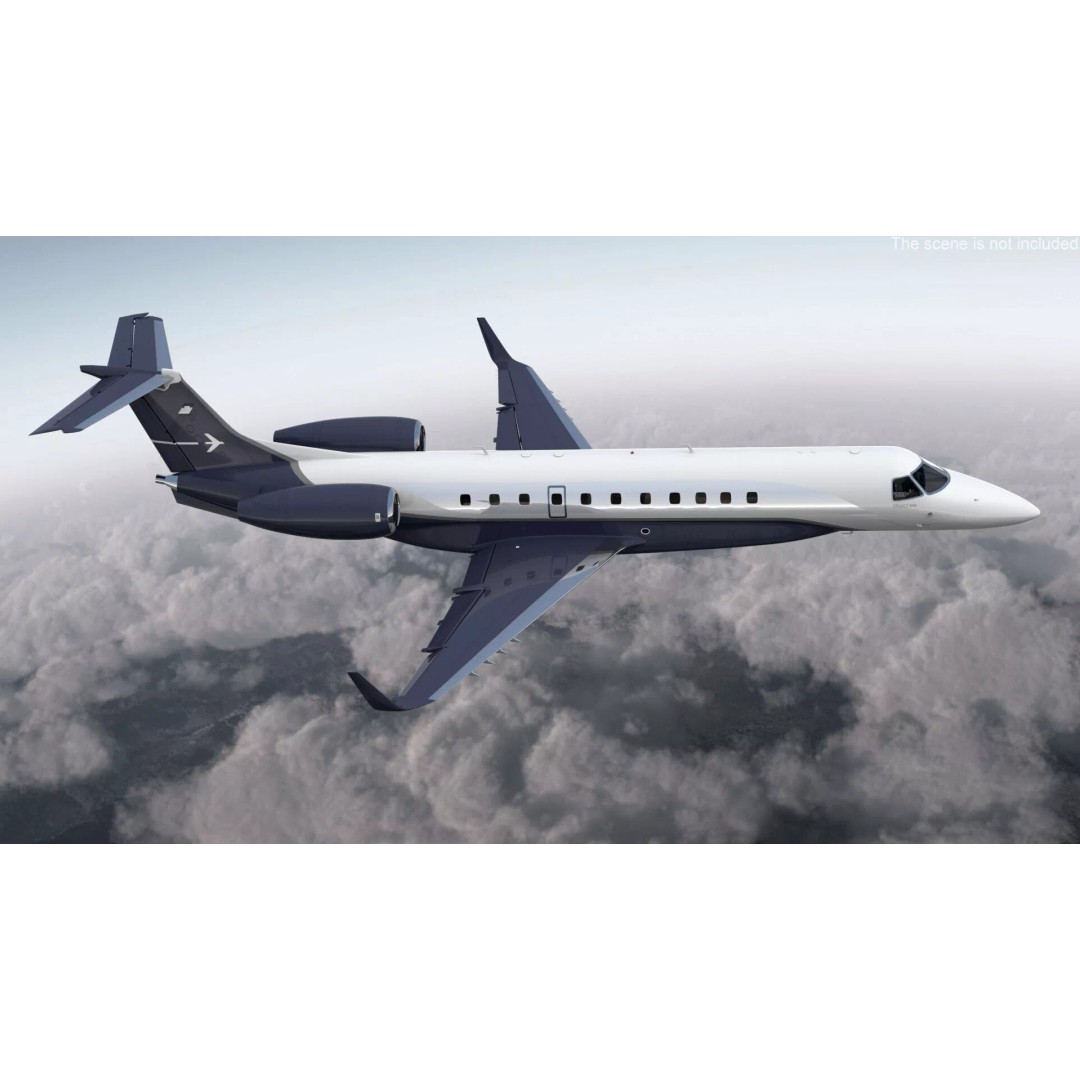 Private Jet Aircraft 650E 3D Model – Luxury Rigged Interior, FBX/OBJ - View 5