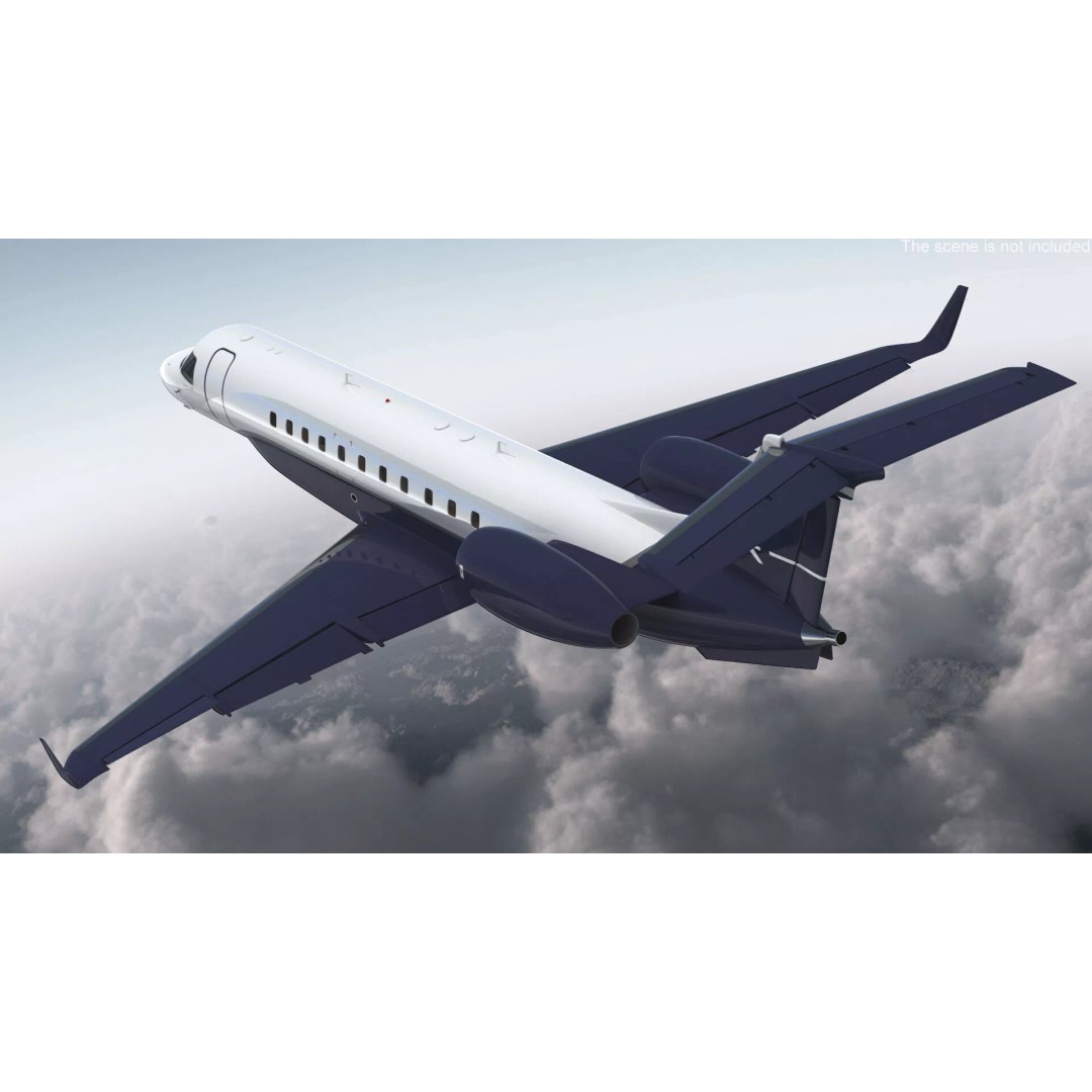 Private Jet Aircraft 650E 3D Model – Luxury Rigged Interior, FBX/OBJ - View 6