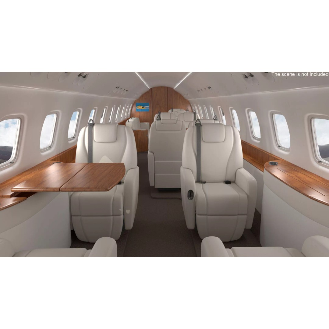 Private Jet Aircraft 650E 3D Model – Luxury Rigged Interior, FBX/OBJ - View 9