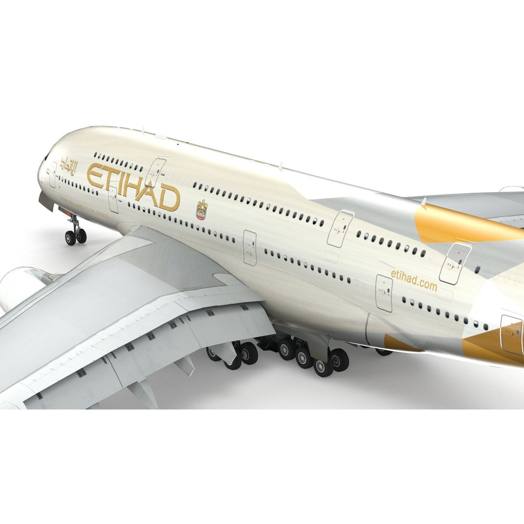 Airbus A380 Etihad 3D Model – High Poly Aircraft Asset, FBX, OBJ - View 10