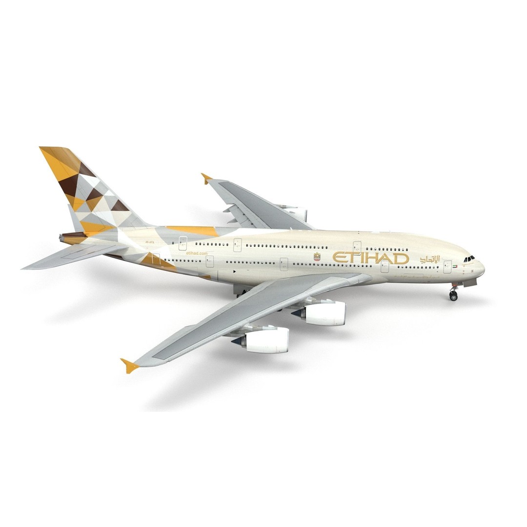 Airbus A380 Etihad 3D Model – High Poly Aircraft Asset, FBX, OBJ - View 12