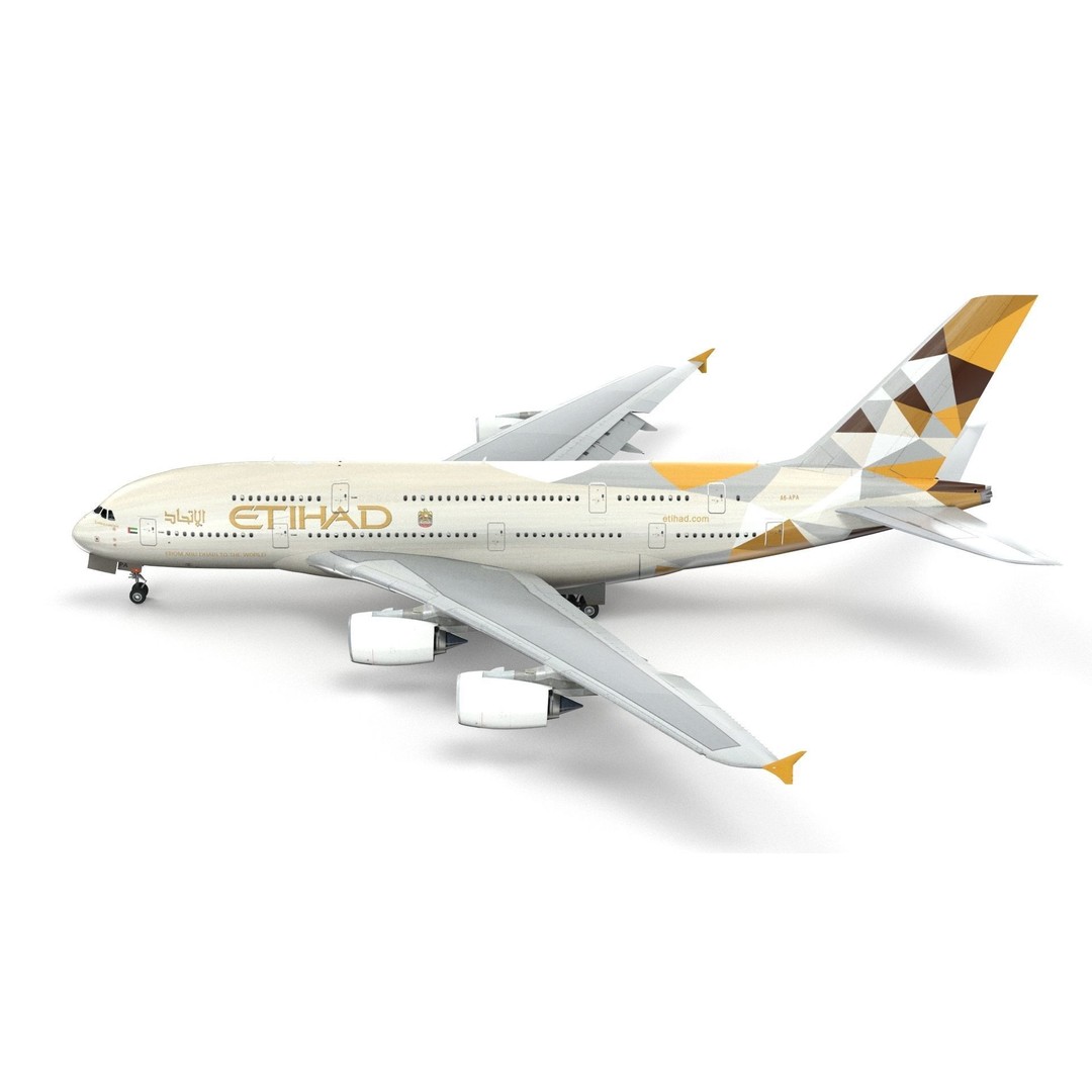 Airbus A380 Etihad 3D Model – High Poly Aircraft Asset, FBX, OBJ - View 13