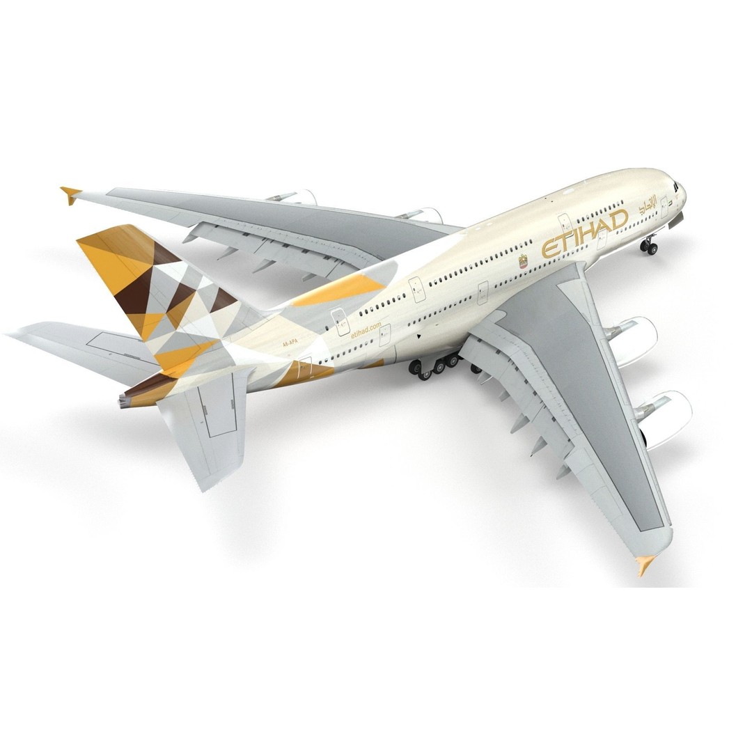 Airbus A380 Etihad 3D Model – High Poly Aircraft Asset, FBX, OBJ - View 8