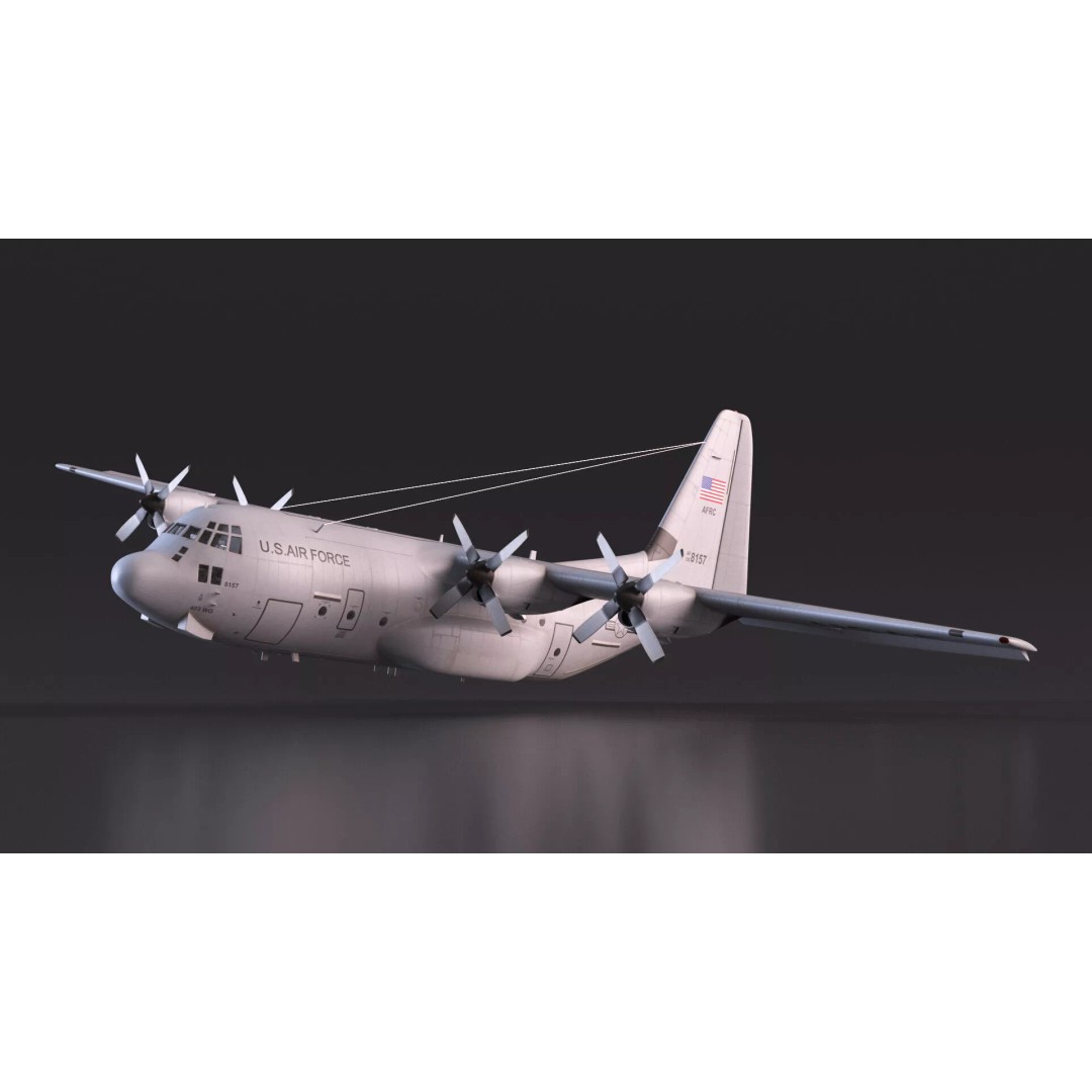 Lockheed C-130 Hercules 3D Model – Rigged Military Aircraft, Cinema 4D - View 11