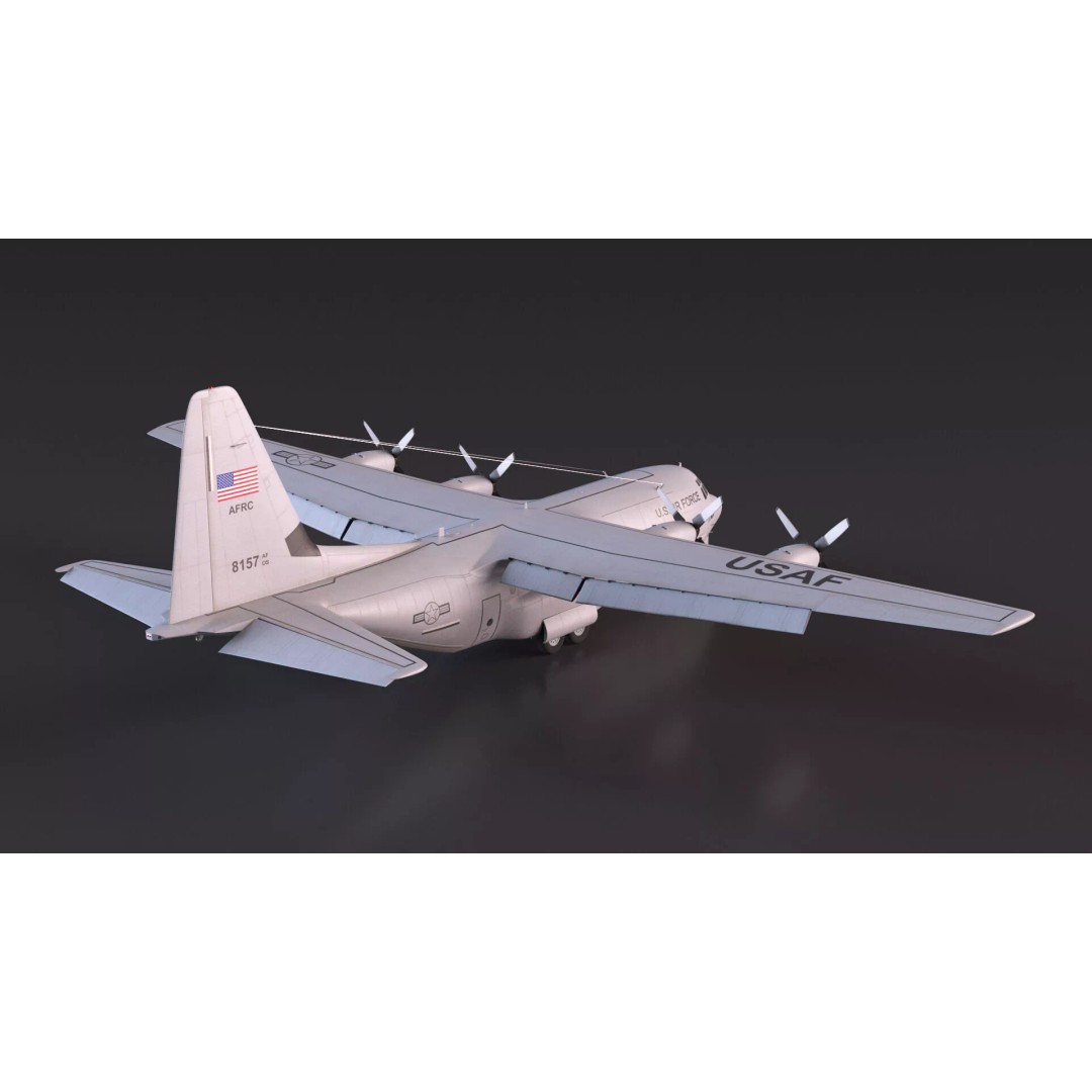 Lockheed C-130 Hercules 3D Model – Rigged Military Aircraft, Cinema 4D - View 12