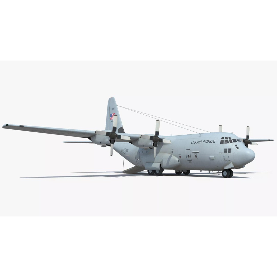 Lockheed C-130 Hercules 3D Model – Rigged Military Aircraft, Cinema 4D - View 14