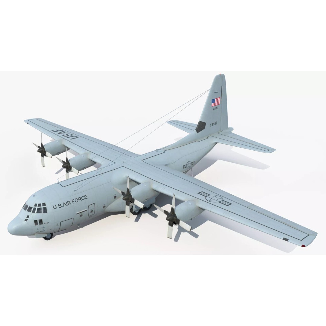 Lockheed C-130 Hercules 3D Model – Rigged Military Aircraft, Cinema 4D - View 17