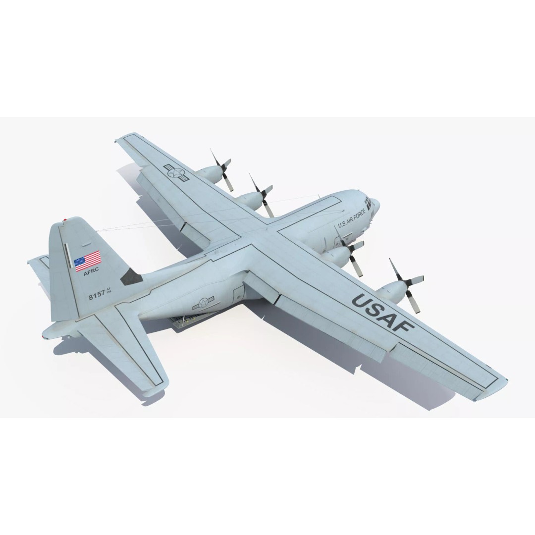 Lockheed C-130 Hercules 3D Model – Rigged Military Aircraft, Cinema 4D - View 18