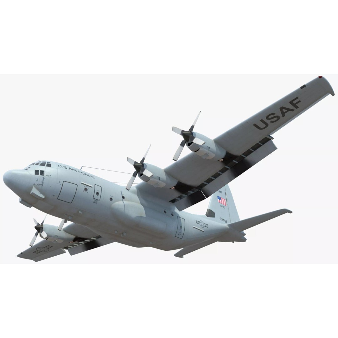 Lockheed C-130 Hercules 3D Model – Rigged Military Aircraft, Cinema 4D - View 2