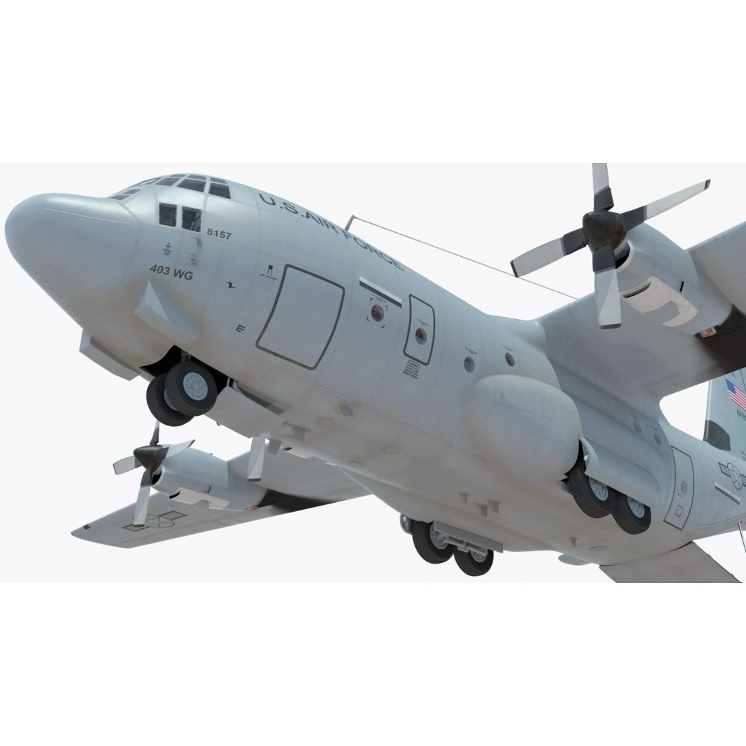 Lockheed C-130 Hercules 3D Model – Rigged Military Aircraft, Cinema 4D - View 20