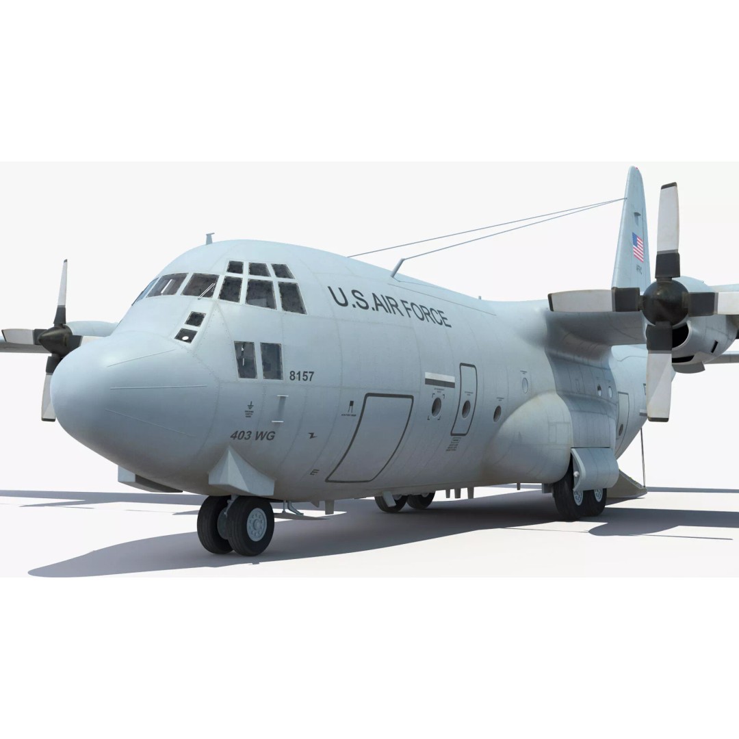Lockheed C-130 Hercules 3D Model – Rigged Military Aircraft, Cinema 4D - View 22
