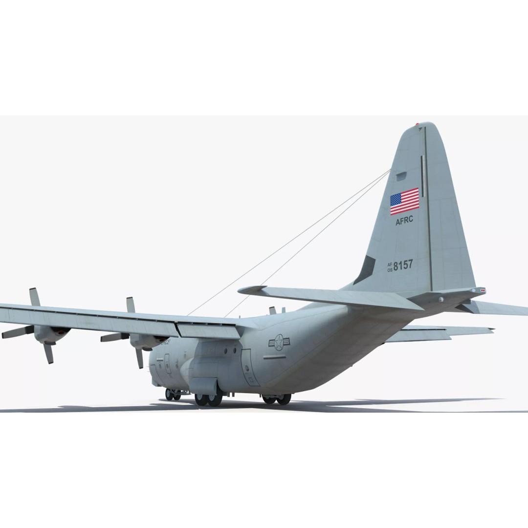 Lockheed C-130 Hercules 3D Model – Rigged Military Aircraft, Cinema 4D - View 24
