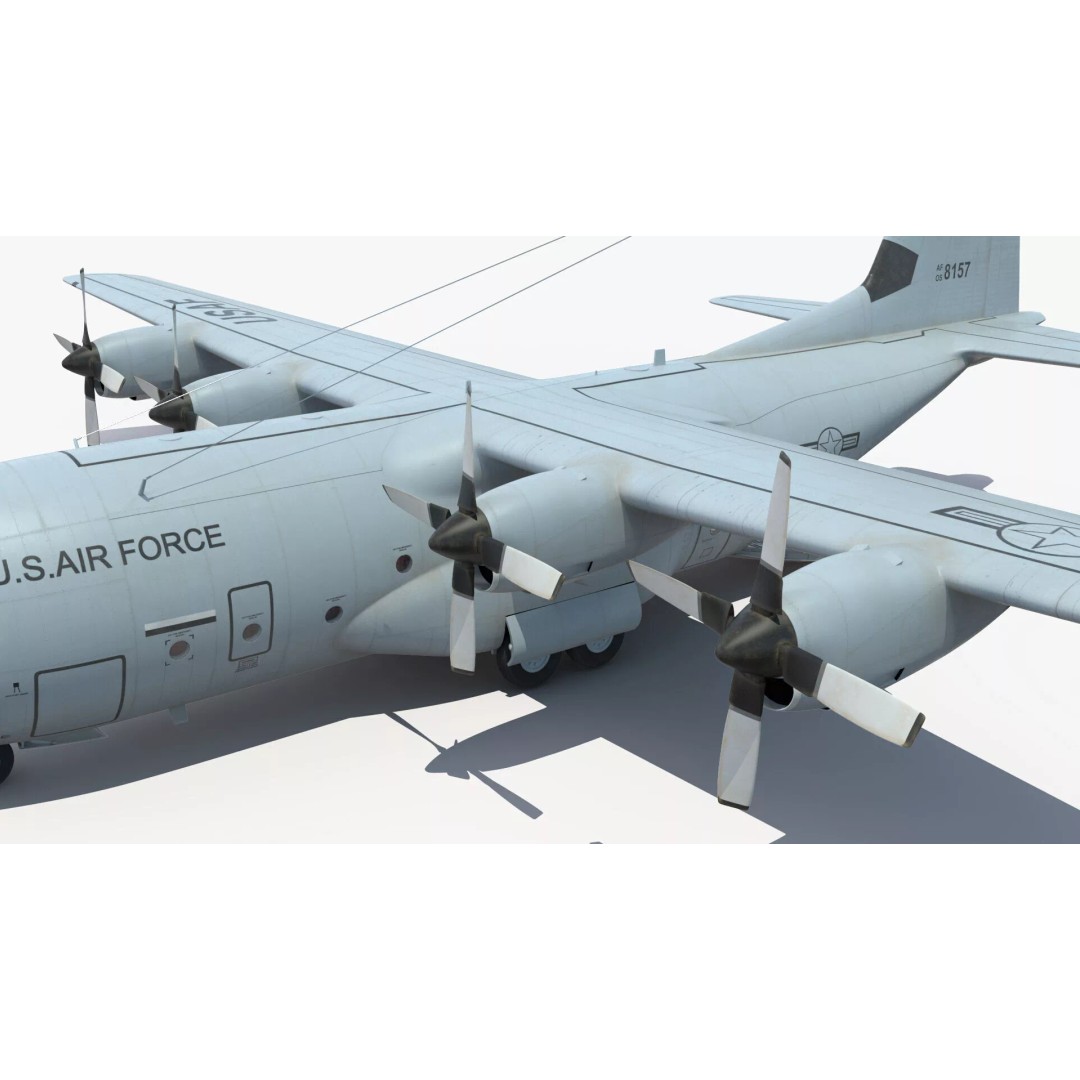 Lockheed C-130 Hercules 3D Model – Rigged Military Aircraft, Cinema 4D - View 25