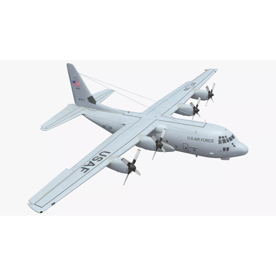 Lockheed C-130 Hercules 3D Model – Rigged Military Aircraft, Cinema 4D - View 3