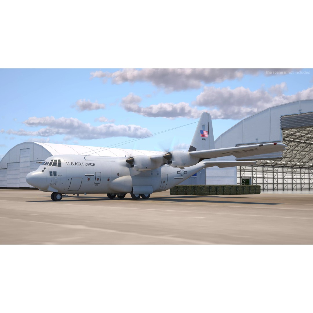 Lockheed C-130 Hercules 3D Model – Rigged Military Aircraft, Cinema 4D - View 4