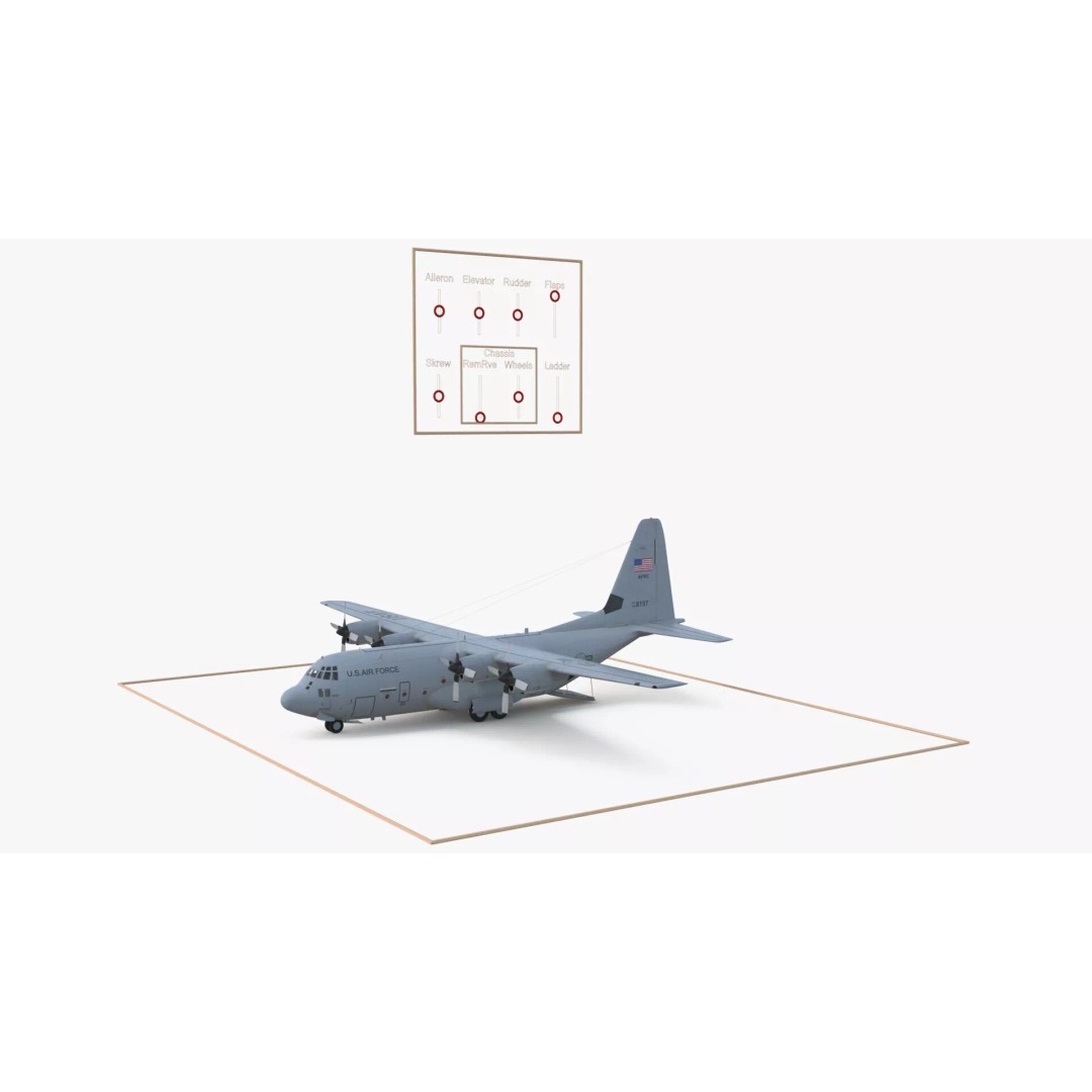 Lockheed C-130 Hercules 3D Model – Rigged Military Aircraft, Cinema 4D - View 42
