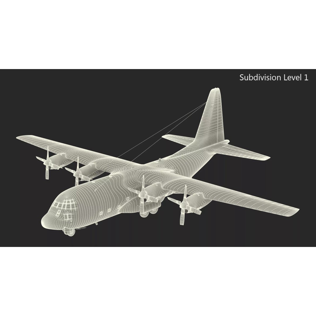 Lockheed C-130 Hercules 3D Model – Rigged Military Aircraft, Cinema 4D - View 46