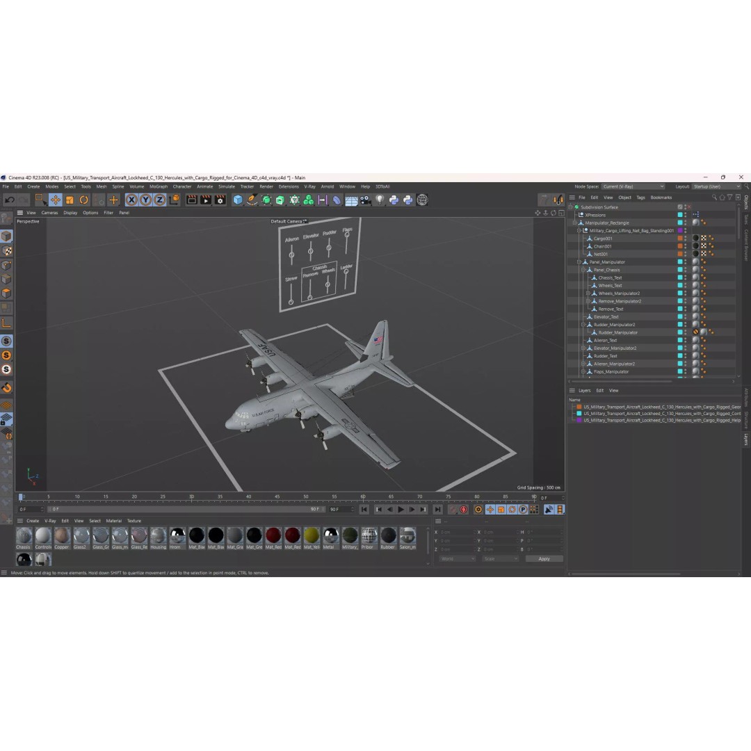 Lockheed C-130 Hercules 3D Model – Rigged Military Aircraft, Cinema 4D - View 47