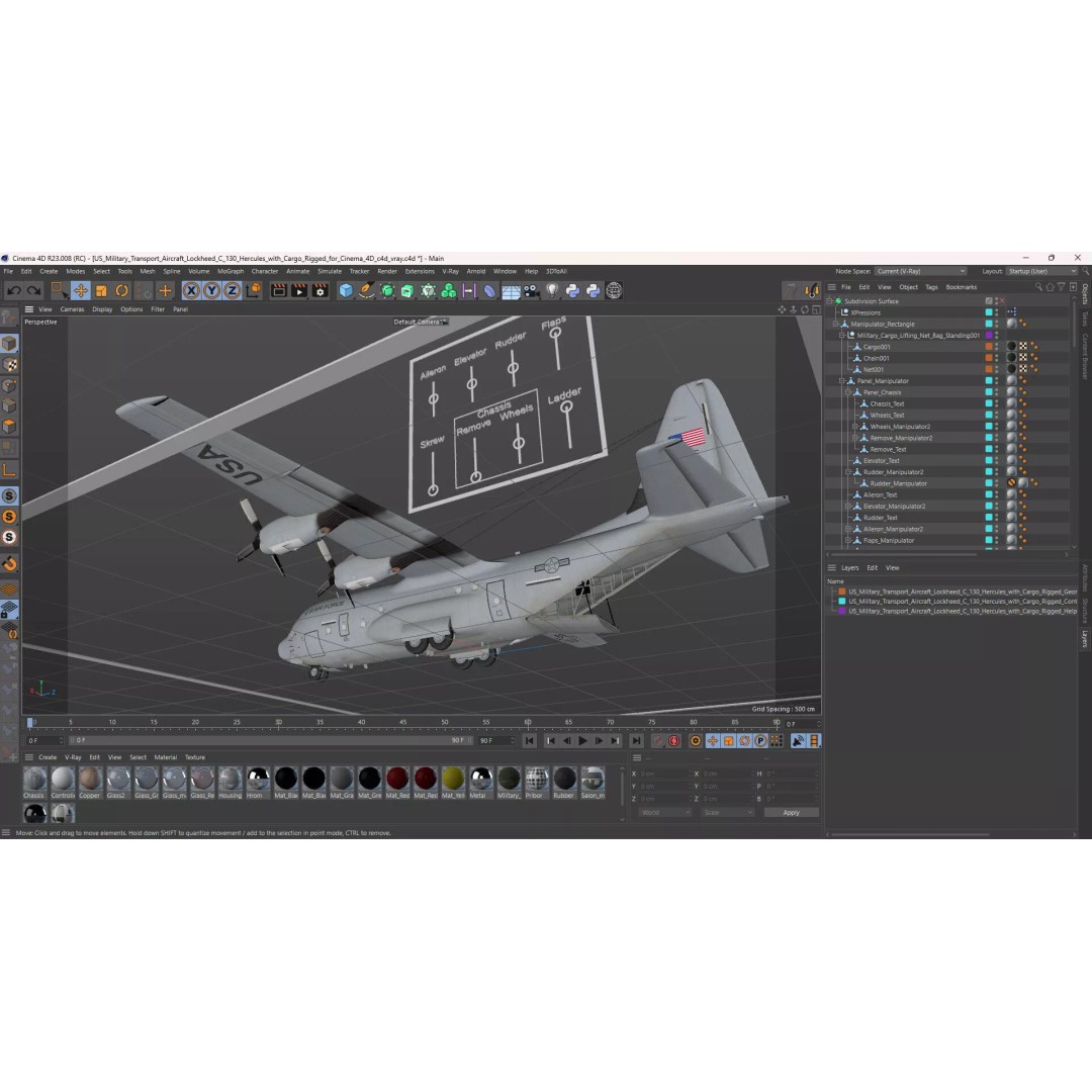 Lockheed C-130 Hercules 3D Model – Rigged Military Aircraft, Cinema 4D - View 49