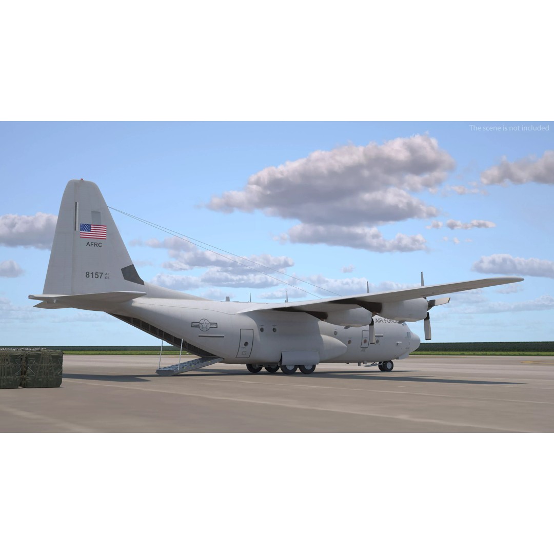 Lockheed C-130 Hercules 3D Model – Rigged Military Aircraft, Cinema 4D - View 5