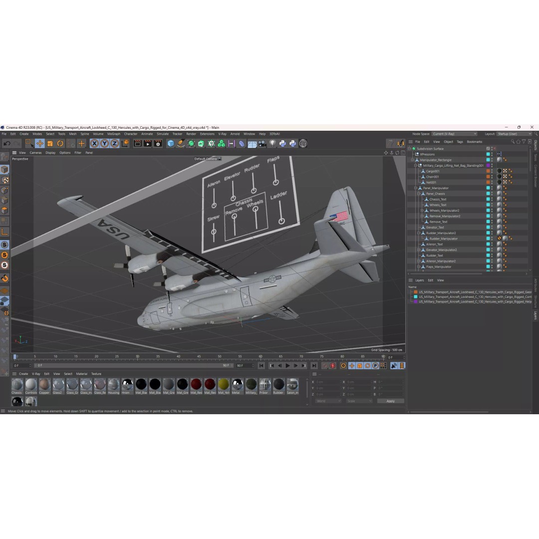 Lockheed C-130 Hercules 3D Model – Rigged Military Aircraft, Cinema 4D - View 50