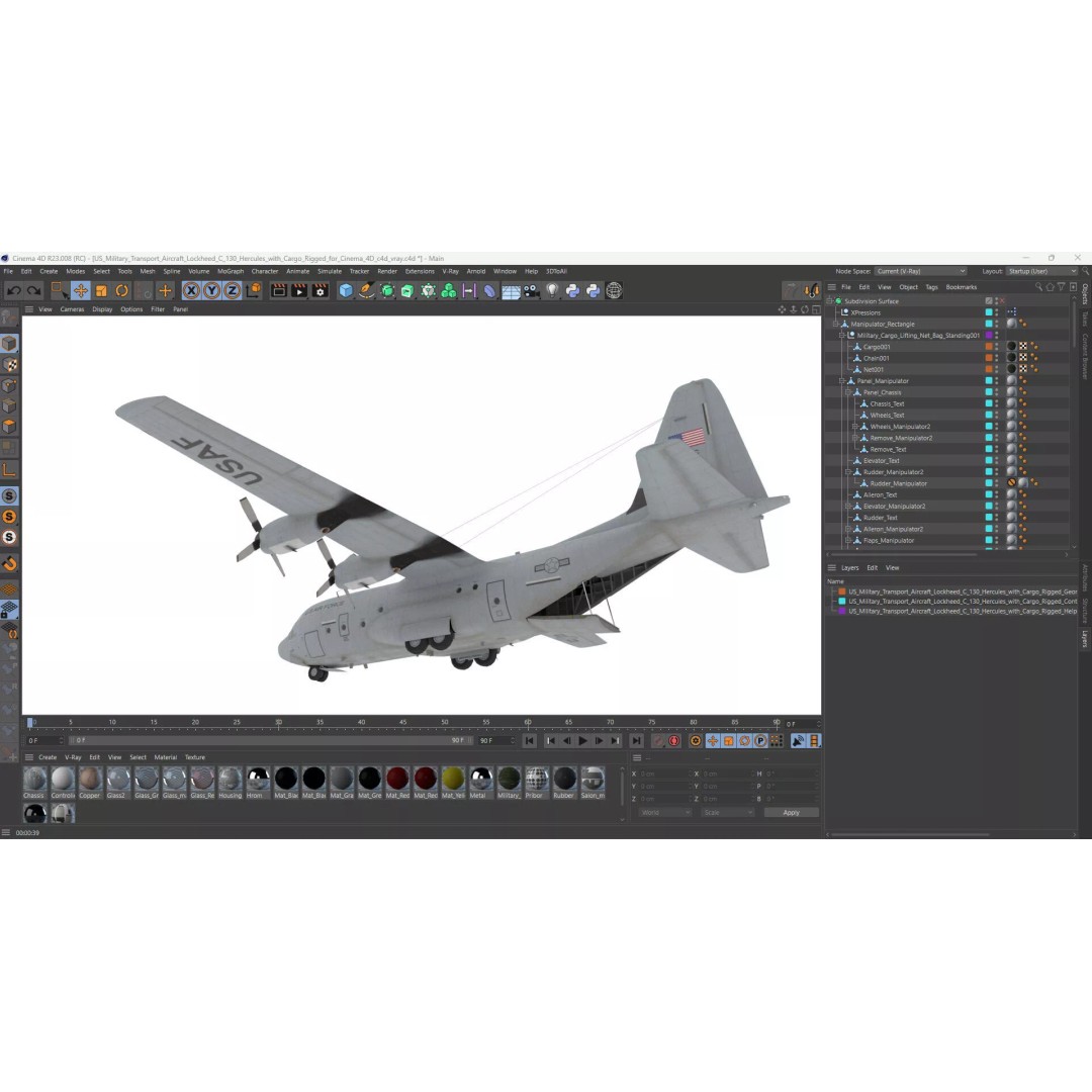 Lockheed C-130 Hercules 3D Model – Rigged Military Aircraft, Cinema 4D - View 51
