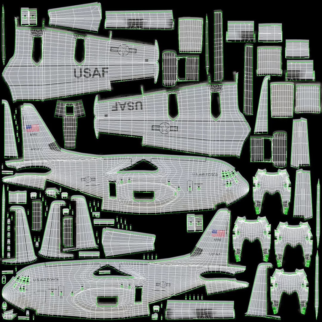 Lockheed C-130 Hercules 3D Model – Rigged Military Aircraft, Cinema 4D - View 53
