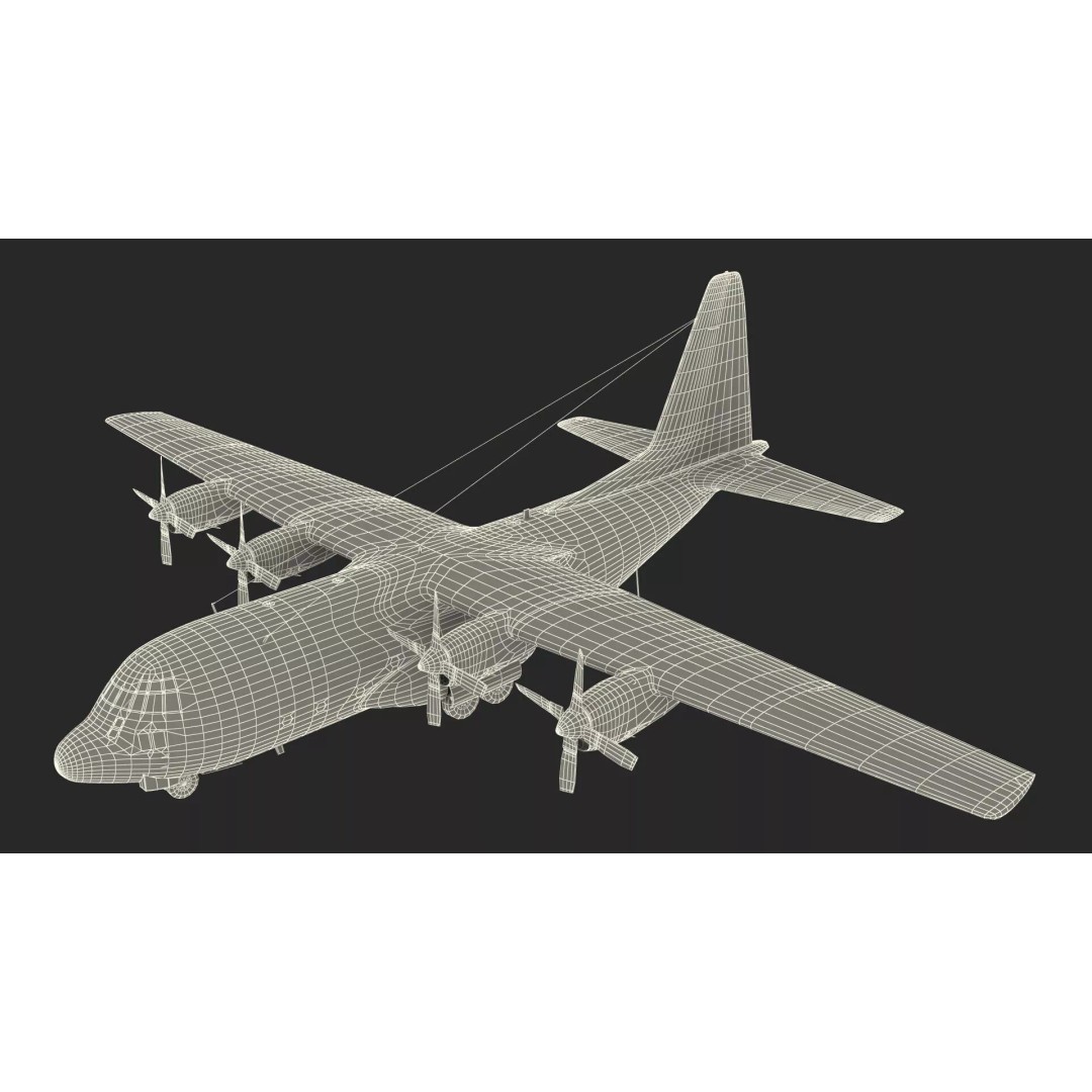 Lockheed C-130 Hercules 3D Model – Rigged Military Aircraft, Cinema 4D - View 57