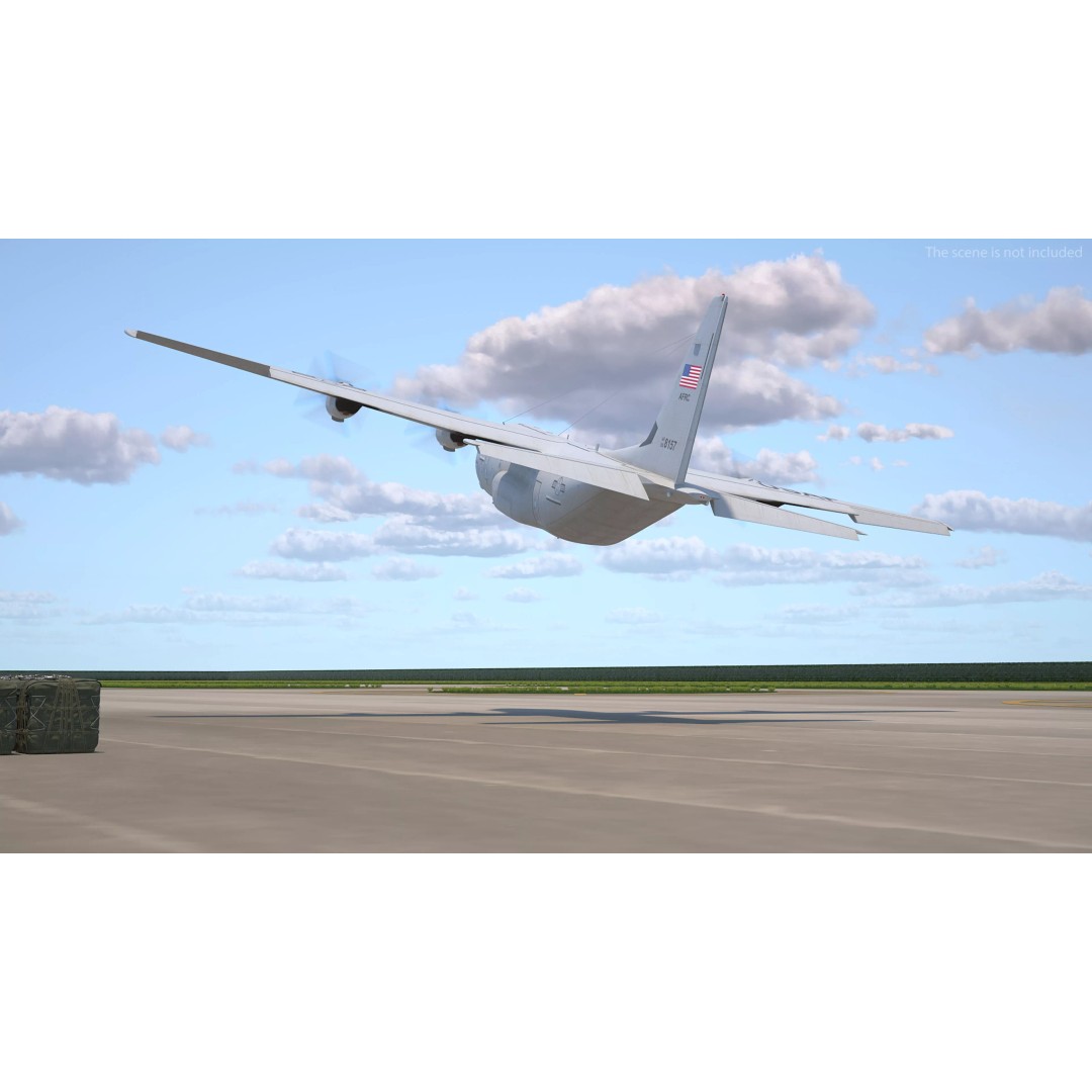 Lockheed C-130 Hercules 3D Model – Rigged Military Aircraft, Cinema 4D - View 6