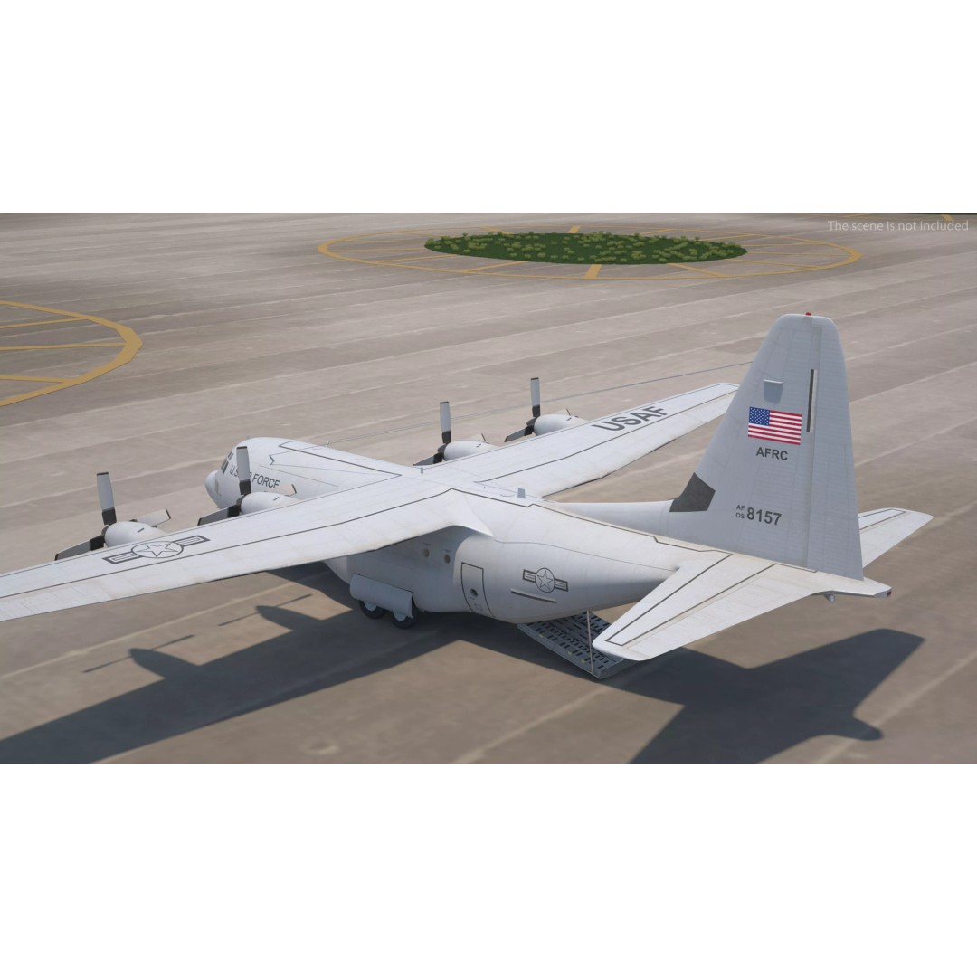 Lockheed C-130 Hercules 3D Model – Rigged Military Aircraft, Cinema 4D - View 7