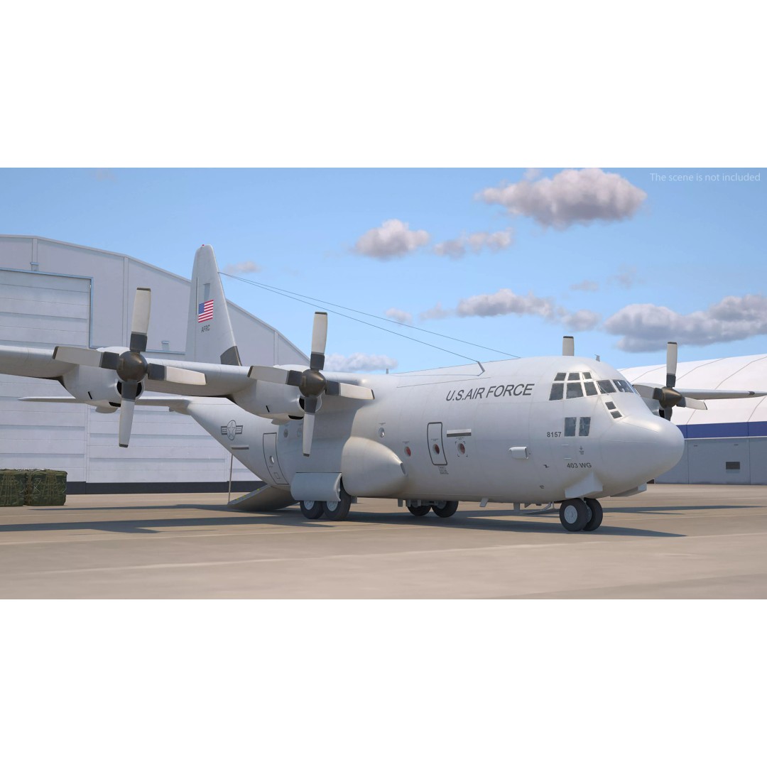 Lockheed C-130 Hercules 3D Model – Rigged Military Aircraft, Cinema 4D - View 8