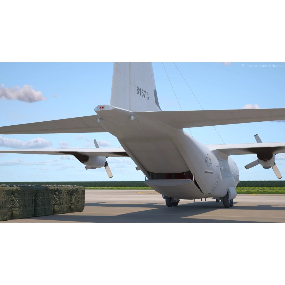 Lockheed C-130 Hercules 3D Model – Rigged Military Aircraft, Cinema 4D - View 9